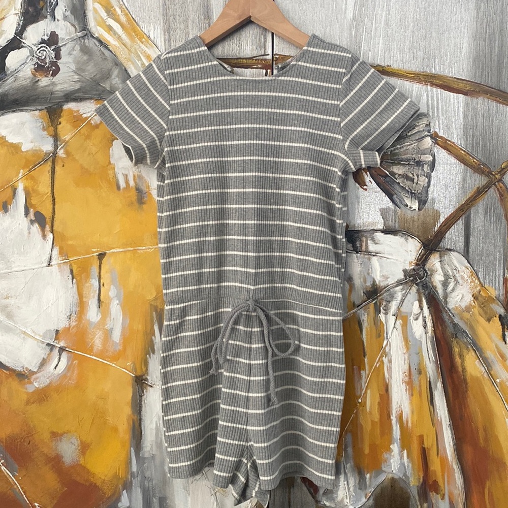 Pink Lily Striped Romper